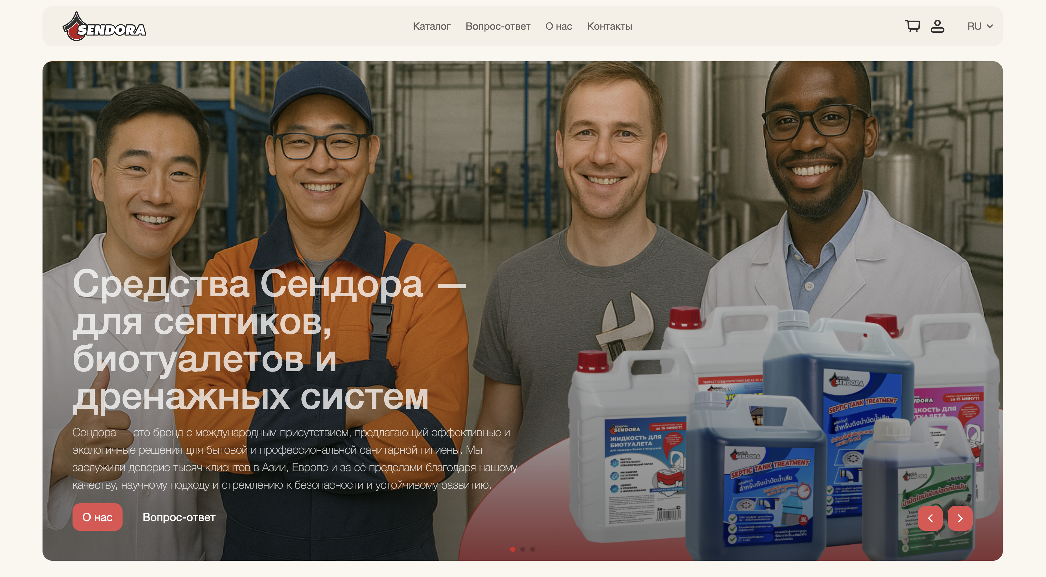Скриншот главной страницы сайта sendoraglobal.com 